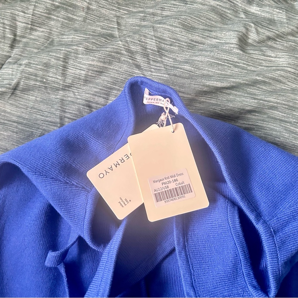 NWT Peppermayo Cobalt Margaux Knit Midi Dress, Sz 8 - Picture 4 of 5